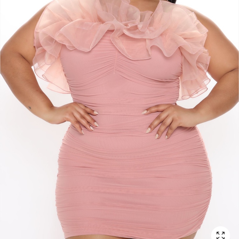Fashion Nova Blush Pink Ruffled Mini Dress